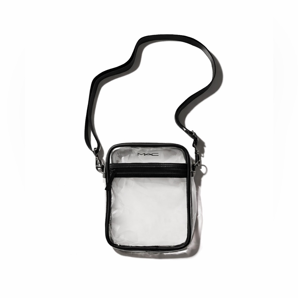 MAC Cosmetics Transparent Crossbody Bag with Black Trim